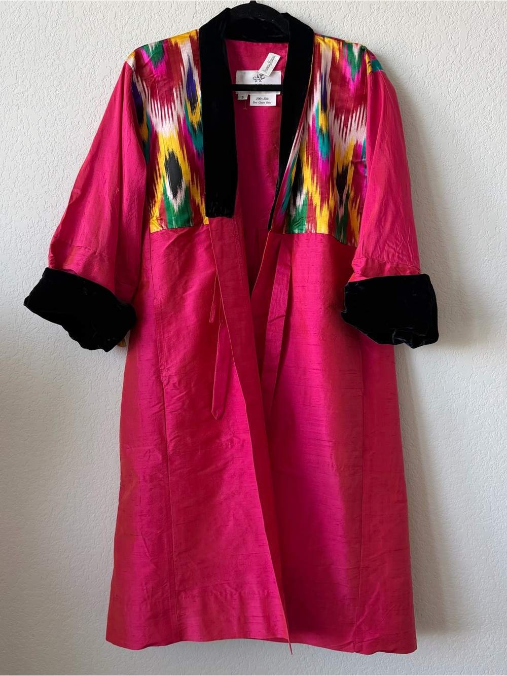 Neiman MarcuDesert Lion Santa Fe 100% Silk Ikat Robe Coat Jacket NEW Size S